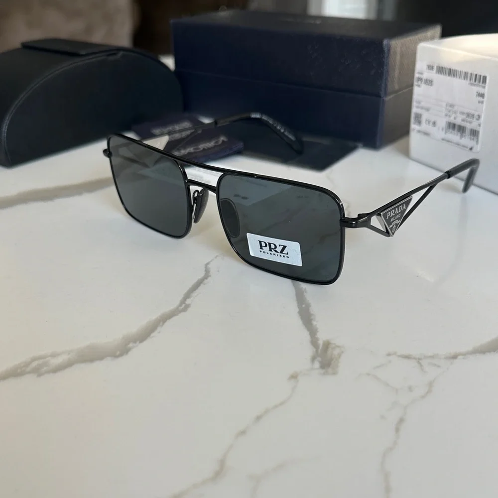 Prada Black Rectangular Sunglasses - Picture 3 of 12